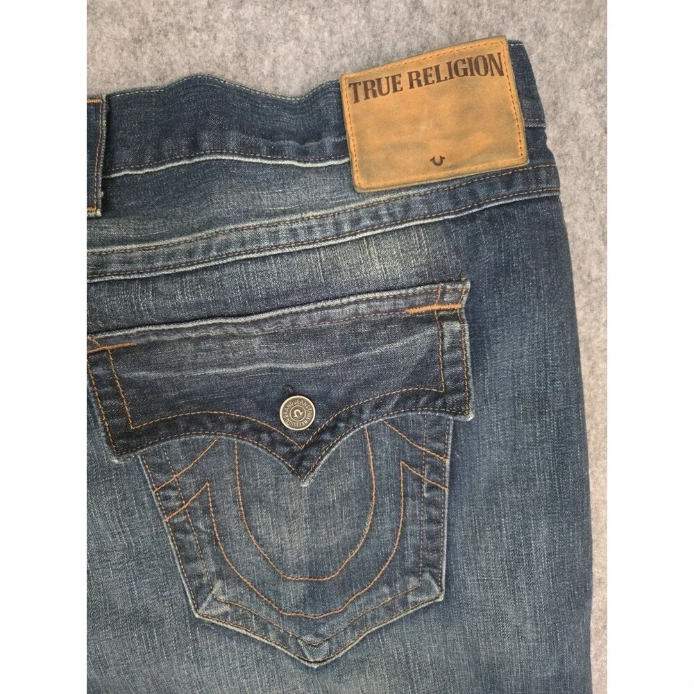 True Religion Ricky Jeans Flap Pocket Mens 50x33.5 Relaxed Straight Made In USA